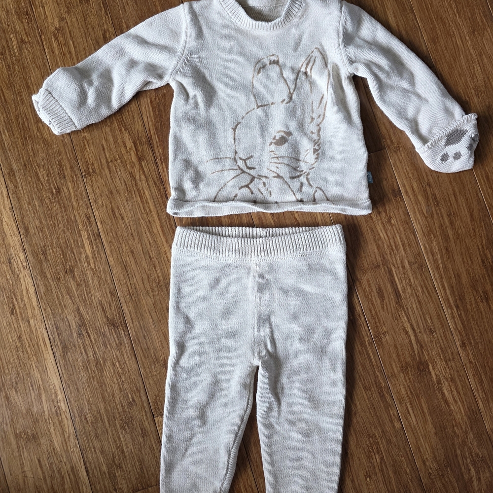 Marks & Spencer Cream Knit Bunny Top and Leggings Set